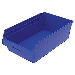 Akro-Mils Shelf Bin, Blue, 6"H x 17-7/8"L x 11-1/8"W, 1EA