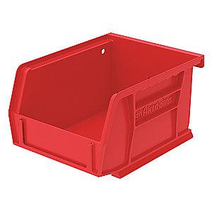 Akro-Mils Hang and Stack Bin, Red, 5-3/8" Length, 4-1/8" Width, 3" Height