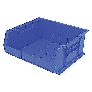 Akro-Mils Hang and Stack Bin, Blue, 14-3/4" Length, 16-1/2" Width, 7" Height