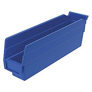 Akro-Mils Shelf Bin, Blue, 4"H x 11-5/8"L x 2-3/4"W, 1EA