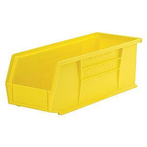 Akro-Mils Hang and Stack Bin, Yellow, 14-3/4" Length, 5-1/2" Width, 5" Height