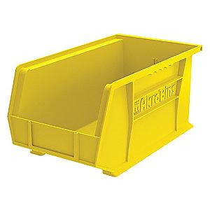 Akro-Mils Hang and Stack Bin, Yellow, 14-3/4" Length, 8-1/4" Width, 7" Height