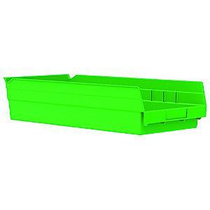 Akro-Mils Shelf Bin, Green, 4"H x 17-7/8"L x 8-3/8"W, 1EA