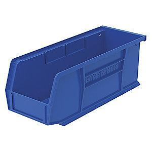 Akro-Mils Hang and Stack Bin, Blue, 10-7/8" Length, 4-1/8" Width, 4" Height
