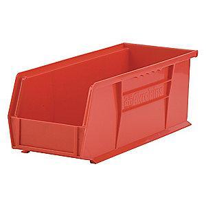 Akro-Mils Hang and Stack Bin, Red, 14-3/4" Length, 5-1/2" Width, 5" Height