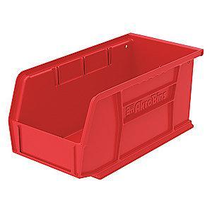 Akro-Mils Hang and Stack Bin, Red, 10-7/8" Length, 5-1/2" Width, 5" Height