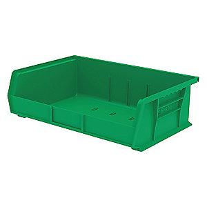 Akro-Mils Hang and Stack Bin, Green, 10-7/8" Length, 16-1/2" Width, 5" Height