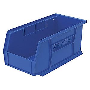 Akro-Mils Hang and Stack Bin, Blue, 10-7/8" Length, 5-1/2" Width, 5" Height