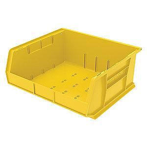 Akro-Mils Hang and Stack Bin, Yellow, 14-3/4" Length, 16-1/2" Width, 7" Height
