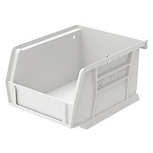 Akro-Mils Hang and Stack Bin, White, 5-3/8" Length, 4-1/8" Width, 3" Height