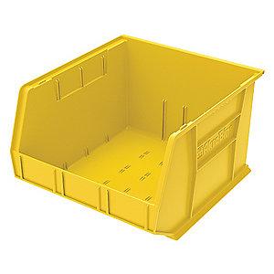 Akro-Mils Hang and Stack Bin, Yellow, 18" Length, 16-1/2" Width, 11" Height