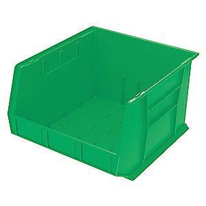 Akro-Mils Hang and Stack Bin, Green, 18" Length, 16-1/2" Width, 11" Height