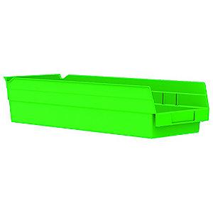 Akro-Mils Shelf Bin, Green, 4"H x 17-7/8"L x 6-5/8"W, 1EA
