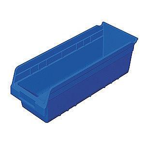 Akro-Mils Shelf Bin, Blue, 6"H x 17-7/8"L x 6-5/8"W, 1EA