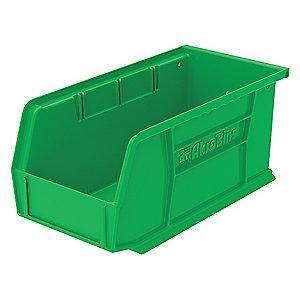 Akro-Mils Hang and Stack Bin, Green, 10-7/8" Length, 5-1/2" Width, 5" Height