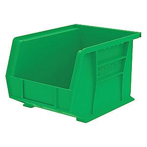 Akro-Mils Hang and Stack Bin, Green, 10-3/4" Length, 8-1/4" Width, 7" Height