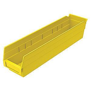 Akro-Mils Shelf Bin, Yellow, 4"H x 17-7/8"L x 4-1/8"W, 1EA