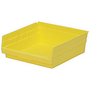 Akro-Mils Shelf Bin, Yellow, 4"H x 11-5/8"L x 11-1/8"W, 1EA
