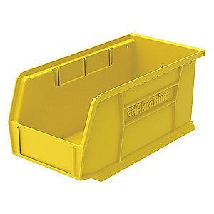Akro-Mils Hang and Stack Bin, Yellow, 10-7/8" Length, 5-1/2" Width, 5" Height