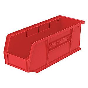 Akro-Mils Hang and Stack Bin, Red, 7-3/8" Length, 4-1/8" Width, 3" Height