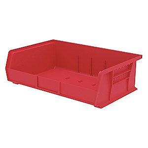 Akro-Mils Hang and Stack Bin, Red, 10-7/8" Length, 16-1/2" Width, 5" Height
