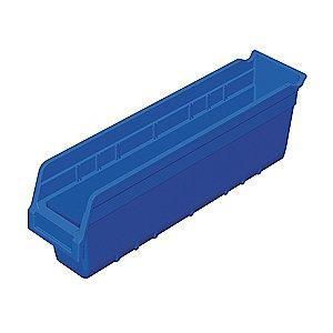 Akro-Mils Shelf Bin, Blue, 6"H x 17-7/8"L x 4-1/8"W, 1EA
