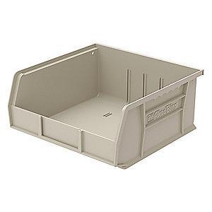 Akro-Mils Hang and Stack Bin, Stone, 10-7/8" Length, 11" Width, 5" Height