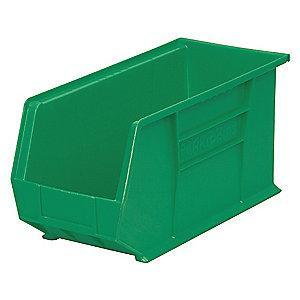 Akro-Mils Hang and Stack Bin, Green, 18" Length, 8-1/4" Width, 9" Height