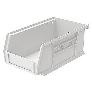 Akro-Mils Hang and Stack Bin, White, 7-3/8" Length, 4-1/8" Width, 3" Height