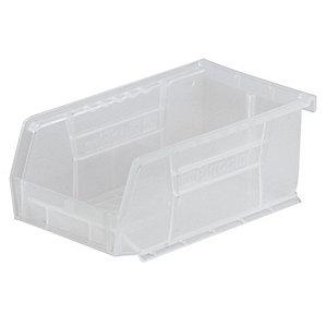 Akro-Mils Hang and Stack Bin, Clear, 7-3/8" Length, 4-1/8" Width, 3" Height