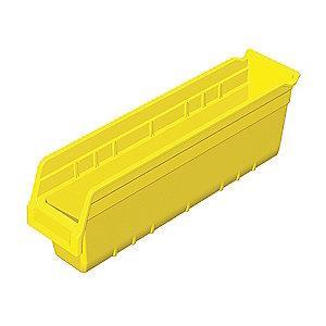 Akro-Mils Shelf Bin, Yellow, 6"H x 17-7/8"L x 4-1/8"W, 1EA