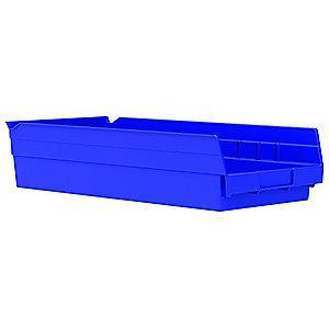 Akro-Mils Shelf Bin, Blue, 4"H x 17-7/8"L x 8-3/8"W, 1EA
