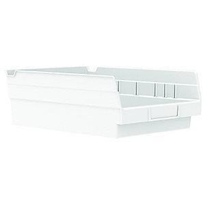 Akro-Mils Shelf Bin, White, 4"H x 11-5/8"L x 8-3/8"W, 1EA