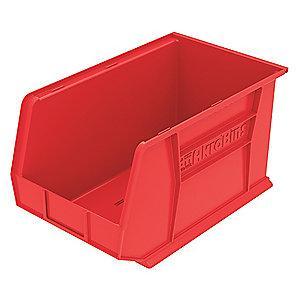 Akro-Mils Hang and Stack Bin, Red, 18" Length, 11" Width, 10" Height