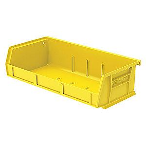 Akro-Mils Hang and Stack Bin, Yellow, 5-7/16" Length, 11" Width, 3" Height
