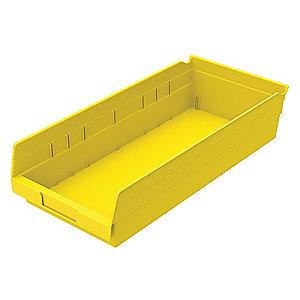 Akro-Mils Shelf Bin, Yellow, 4"H x 17-7/8"L x 8-3/8"W, 1EA