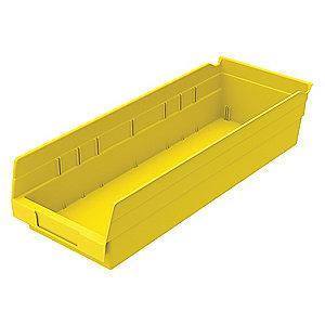 Akro-Mils Shelf Bin, Yellow, 4"H x 17-7/8"L x 6-5/8"W, 1EA