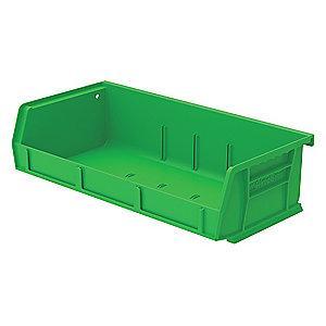 Akro-Mils Hang and Stack Bin, Green, 5-7/16" Length, 11" Width, 3" Height