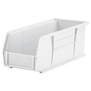 Akro-Mils Hang and Stack Bin, White, 14-3/4" Length, 5-1/2" Width, 5" Height