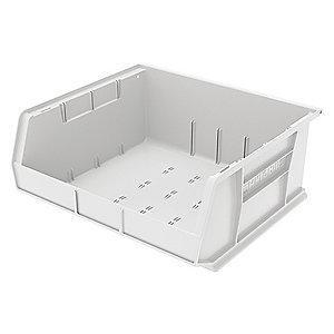 Akro-Mils Hang and Stack Bin, White, 14-3/4" Length, 16-1/2" Width, 7" Height