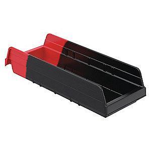 Akro-Mils Shelf Bin, Black/Red, 4"H x 17-7/8"L x 6-5/8"W, 1EA