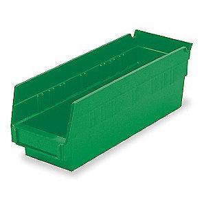Akro-Mils Shelf Bin, Green, 4"H x 11-5/8"L x 4-1/8"W, 1EA