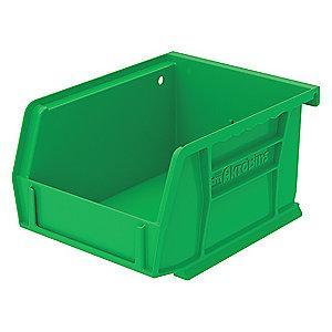 Akro-Mils Hang and Stack Bin, Green, 5-3/8" Length, 4-1/8" Width, 3" Height