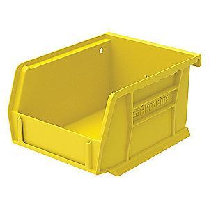 Akro-Mils Hang and Stack Bin, Yellow, 5-3/8" Length, 4-1/8" Width, 3" Height