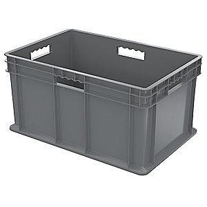 Akro-Mils Straight Wall Container, Gray, 12-1/4"H x 23-3/4"L x 15-3/4"W, 1EA