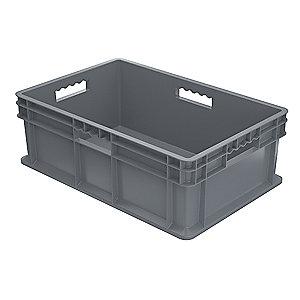 Akro-Mils Straight Wall Container, Gray, 8-1/4"H x 23-3/4"L x 15-3/4"W, 1EA