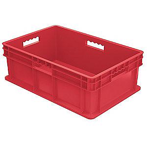 Akro-Mils Straight Wall Container, Red, 8-1/4"H x 23-3/4"L x 15-3/4"W, 1EA