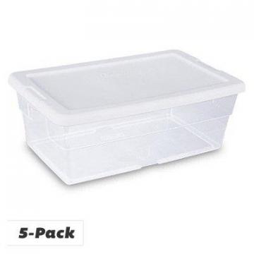Sterilite Storage Box Set, Clear, 6-Qt., 5-Pk.