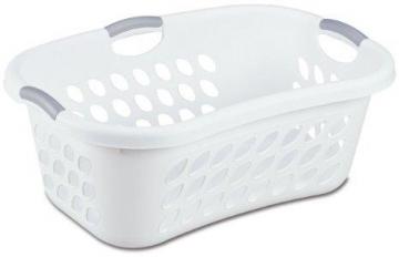 Sterilite Laundry Basket, Hip-Hold, White & Gray, 1.25-Bushel