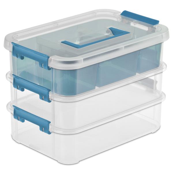 Sterilite Stack & Carry 3-Layer Handle Box With Tray